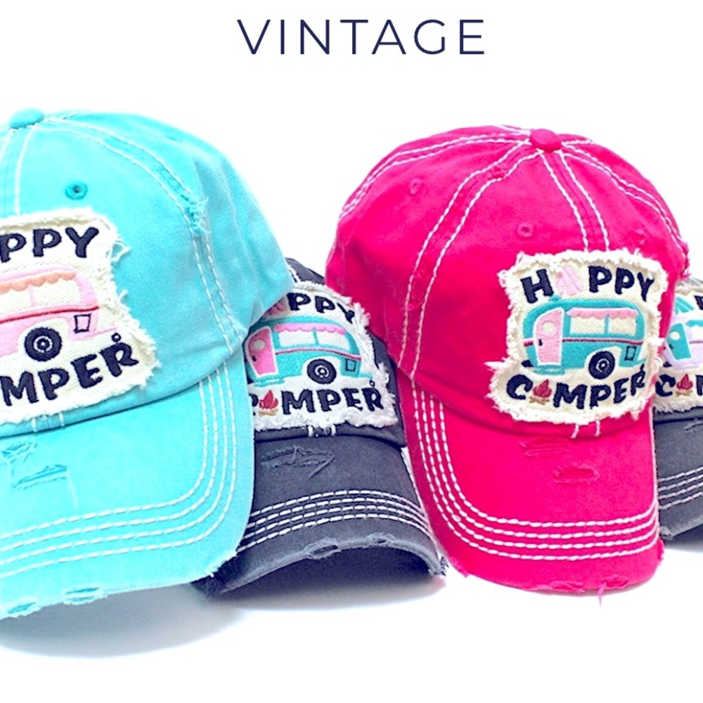 Happy camper baseball cap 🧢 distressed